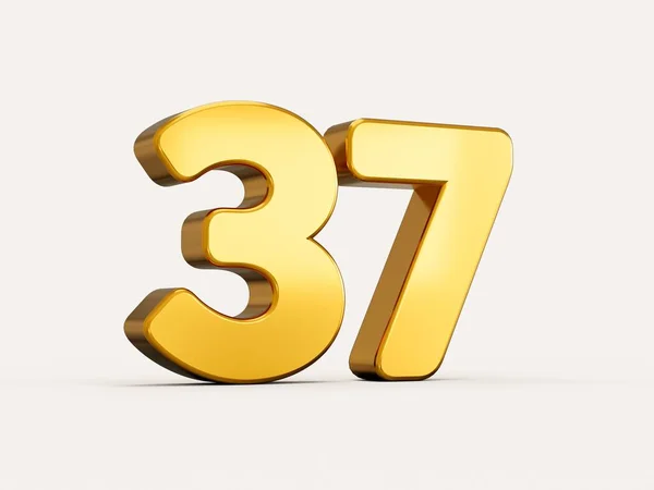 3D的黄金数字37或37孤立在米色背景与阴影 适用于网页及印刷品 — 图库照片