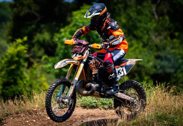 Närbild Motocross Racer Rider Sin Cykel Fort Worth Texas — Stockfoto