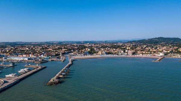 Italia Julio 2022 Vista Aérea Ciudad Fano Con Mar Playas —  Fotos de Stock