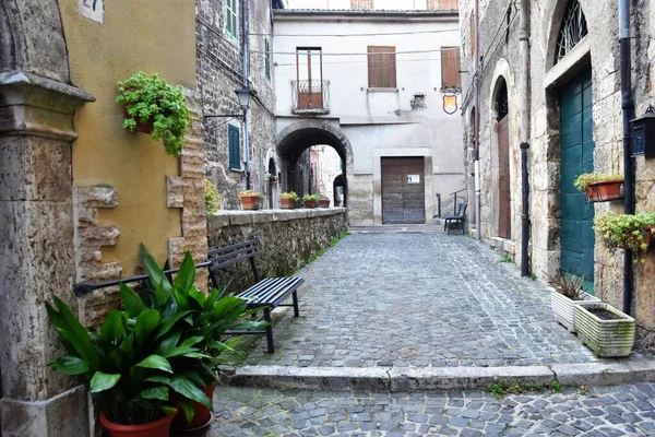 Narrow Street Old Houses Guarcino Village Rome Italy — Stock Photo, Image