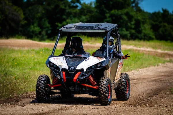 Closeup Drivers Side Side Vehicle Utv Dirt Track One Them — Stock Photo, Image