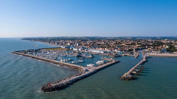 Italien Juli 2022 Luftaufnahme Der Stadt Fano Mit Meer Stränden — Stockfoto
