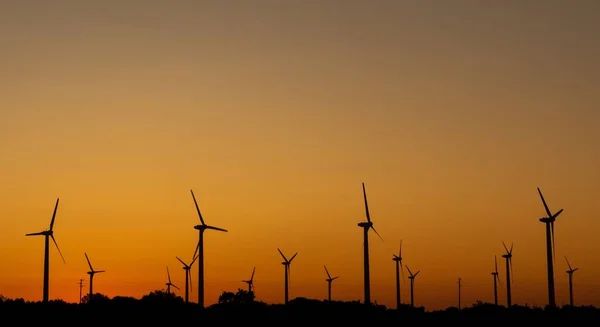 Turbinas Eólicas Durante Pôr Sol — Fotografia de Stock