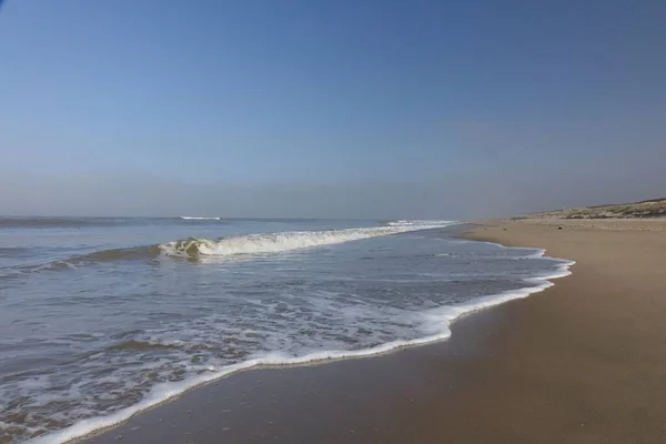 Bel Colpo Schiuma Mare Sulla Spiaggia Noordwijk Olanda Meridionale Paesi — Foto Stock