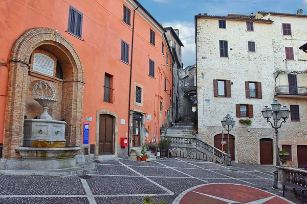 Úzká Ulice Starými Domy Guarcino Vesnice Blízkosti Říma Itálie — Stock fotografie