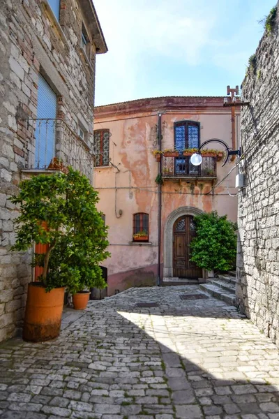Eine Enge Gasse Zwischen Mittelalterlichen Steingebäuden Morcone Benevento Italien — Stockfoto