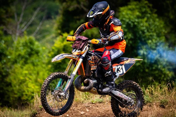 Nahaufnahme Eines Motocross Rennfahrers Auf Seinem Fahrrad Fort Worth Texas — Stockfoto