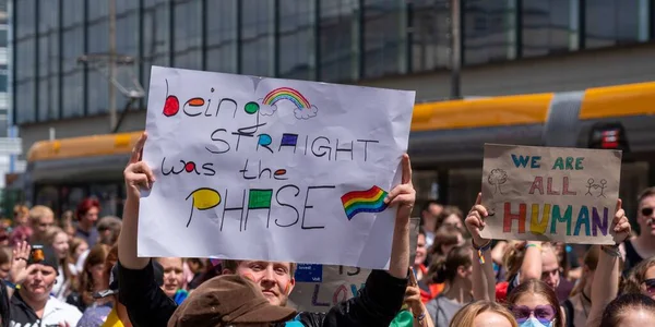 Csd Demonstration Colorful Rainbow Colors Discrimination Lesbians Gays Bisexuals Transgender — Stock Photo, Image