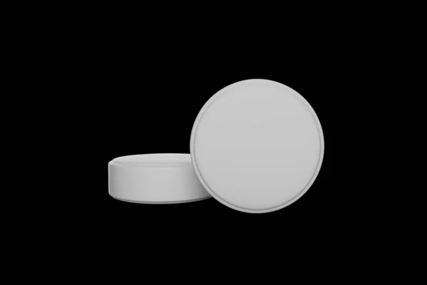 Píldoras Medicina Ilustración Tabletas Aspirina Aisladas Sobre Fondo Negro — Foto de Stock