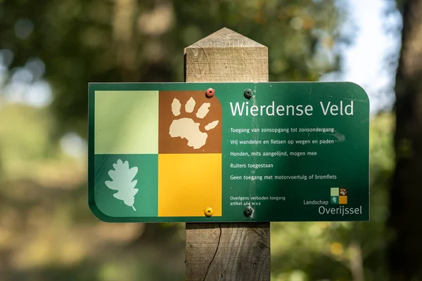 Dutch Information Sign Stating You Enter Wierdense Veld Natural Park — Stock Photo, Image