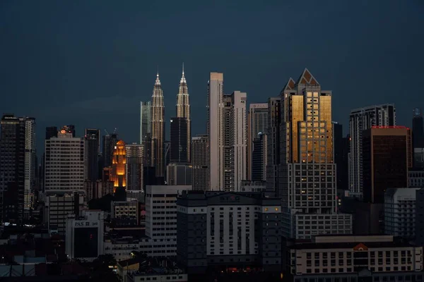 Vackra Kuala Lumpur Centrala Stadsutsikt Natten — Stockfoto