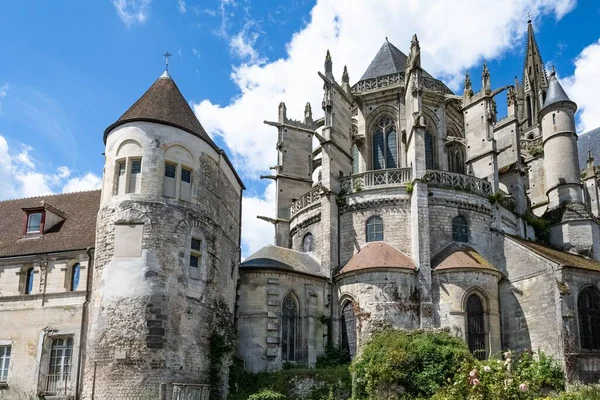 Senlis Średniowieczne Miasto Francji Apsyda Katedry Notre Dame Historycznym Centrum — Zdjęcie stockowe