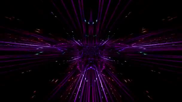 Анімація Абстрактного Повторюваного Наукового Фону Фіолетовими Лініями Світяться Темній Галактиці — стокове відео