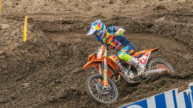 RED BULL KTM 'den Tom Vialle, 12 Haziran 2022 tarihinde Almanya' da düzenlenen FIM Motocross Dünya Şampiyonası Grand Prix 'sinde
