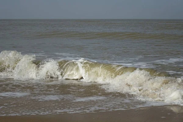 Uma Bela Foto Espuma Mar Praia Noordwijk Holanda Sul Holanda — Fotografia de Stock