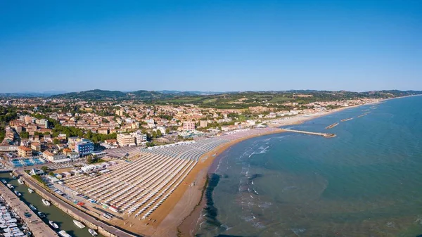 Italy July 2022 Aerial View City Fano Its Sea Beaches — Stock Photo, Image