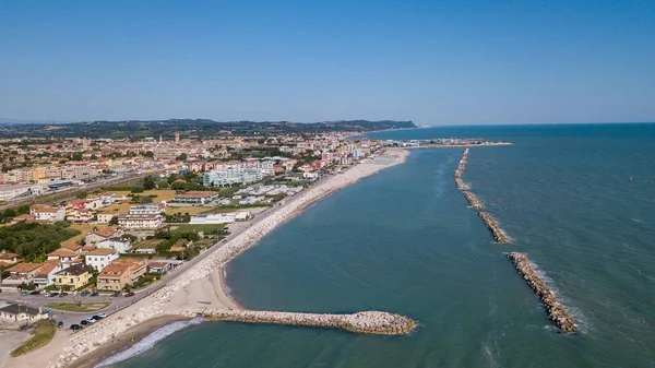 Italy July 2022 Aerial View City Fano Its Sea Beaches — Stock Photo, Image