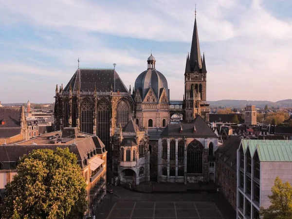 Uma Vista Aérea Catedral Aachen Alemanha — Fotografia de Stock