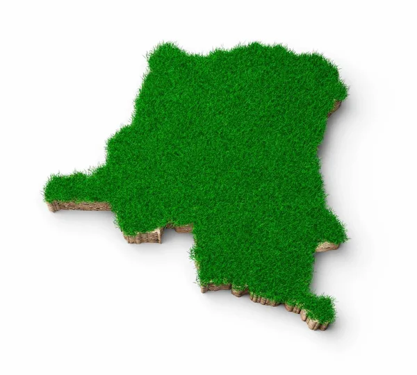 Illustrazione Della Mappa Del Congo Con Erba Verde Roccia Isolata — Foto Stock