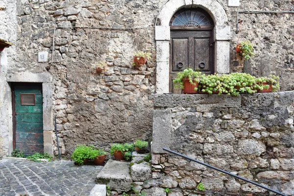 Narrow Street Old Houses Guarcino Village Rome Italy — Stock Photo, Image