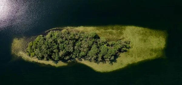Top Dow Aerial Panorama Green Island Ijzeren Man Lake Full — Stock Photo, Image