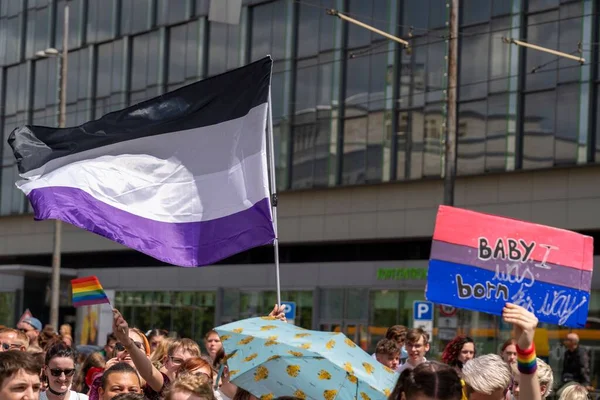 Csd Demonstratie Kleurrijke Regenboogkleuren Tegen Discriminatie Van Lesbiennes Homo Biseksuelen — Stockfoto