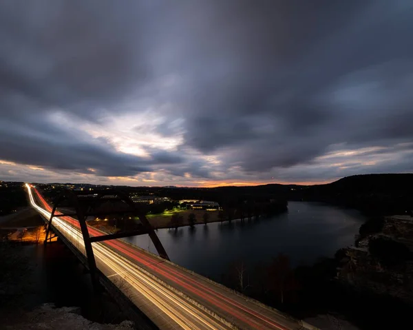 Une Longue Exposition Pont 360 Menant Austin Texas — Photo