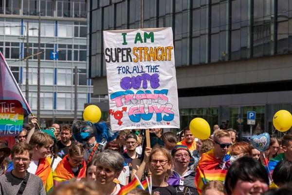 Csd Demonstratie Kleurrijke Regenboogkleuren Tegen Discriminatie Van Lesbiennes Homo Biseksuelen — Stockfoto