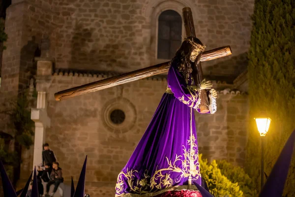 Uma Bela Vista Das Pessoas Que Celebram Semana Santa Espanha — Fotografia de Stock