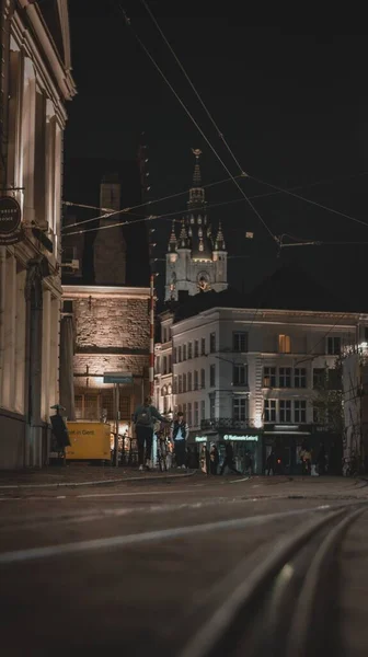 Historical Buildings Mixed Modern Constructions Night Gent Belgium — Stock Photo, Image