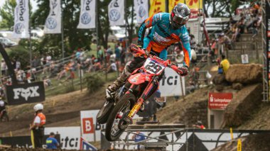 12 Haziran 2022 'de Almanya' da düzenlenen FIM Motocross Dünya Şampiyonası Grand Prix 'sinde JM Honda Rancing' den Henry Jacobi 29.