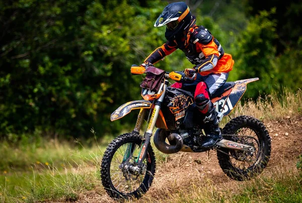 Närbild Motocross Racer Rider Sin Cykel Fort Worth Texas — Stockfoto