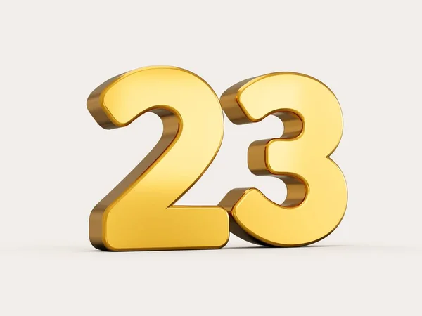 Illustration Golden Number Twenty Three Isolated Beige Background Shadow Web — Stock Photo, Image