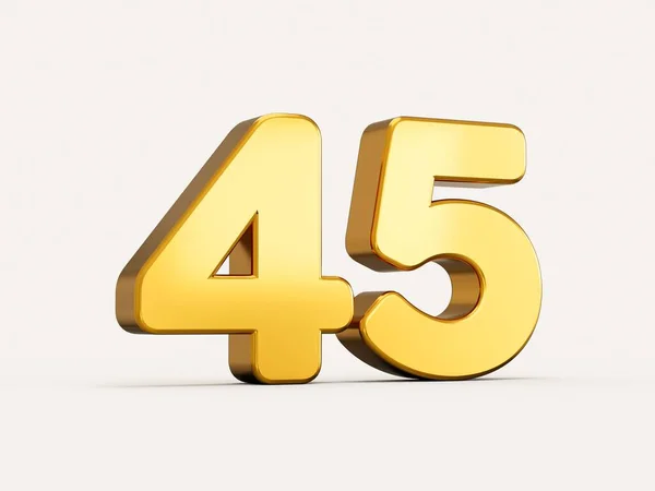 3D的金色数字45或45孤立在米色背景与阴影 适用于网页及印刷品 — 图库照片