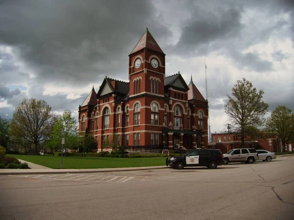 Pohled Historický Soud Miami County Kansas Paole Temného Zamračeného Dne — Stock fotografie