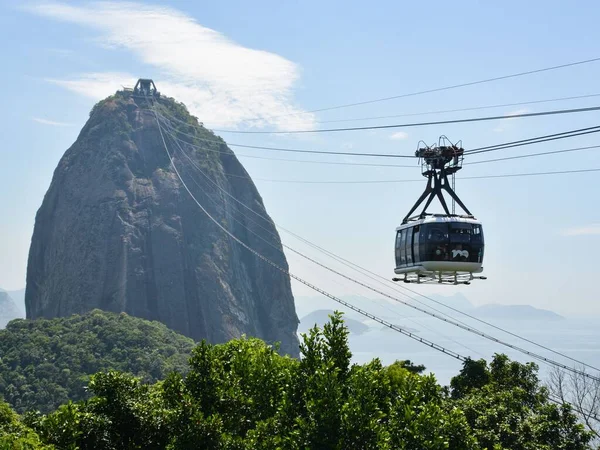 Een Kabelbaan Weg Van Suikerbrood Berg Rio Janeiro Brazilië — Stockfoto