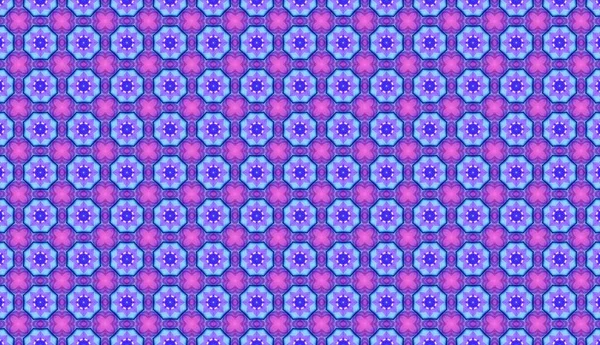 Ein Nahtloses Sternen Und Blumenmuster Mit Rosa Und Blauem Design — Stockfoto