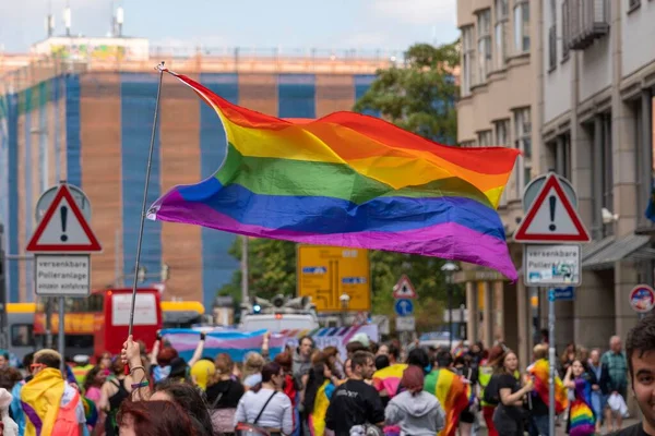 Dimostrazione Csd Colorati Colori Arcobaleno Contro Discriminazione Lesbiche Gay Bisessuali — Foto Stock