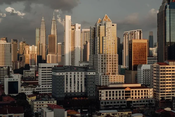 Hermosa Vista Central Ciudad Kuala Lumpur Con Luz Solar Los — Foto de Stock