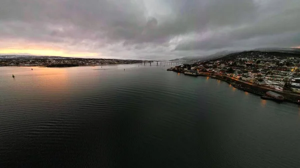 Aerial View Senja Island Rainy Day Sunset Troms Finnmark County — Stock Photo, Image