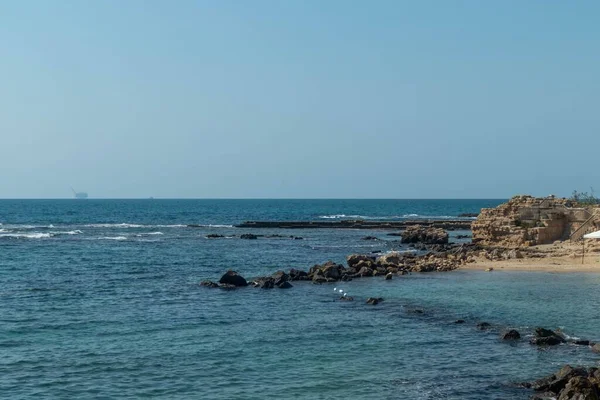 Неповторний Вид Скелясте Узбережжя Ізраїлю — стокове фото