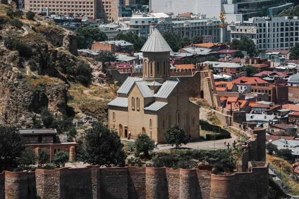 Gyönyörű Kilátás Narikala Szent Miklós Templom Tbiliszi Georgia — Stock Fotó