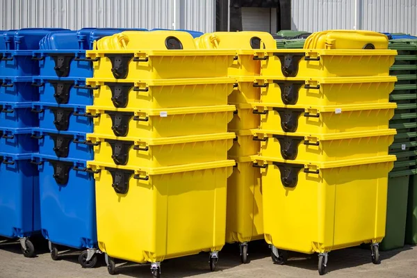 Closeup New Plastic Garbage Containers — Stock Photo, Image