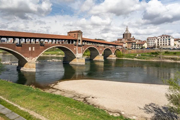 Άποψη Του Ponte Spatito Καλυμμένη Γέφυρα Διασχίζοντας Τον Ποταμό Ticino — Φωτογραφία Αρχείου