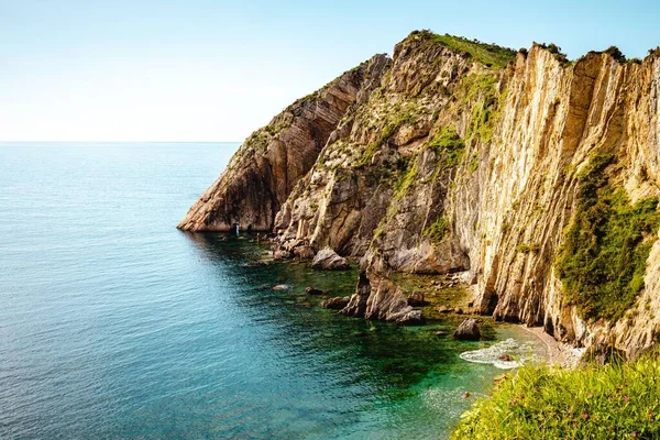 Beautiful View Silence Beach Cliff Clear Sky Spain — Stock Photo, Image