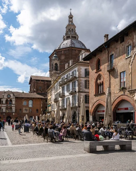 Pavia Talya Mar 2022 Pavia Tarihi Merkezinde Pavia Katedrali Broletto — Stok fotoğraf