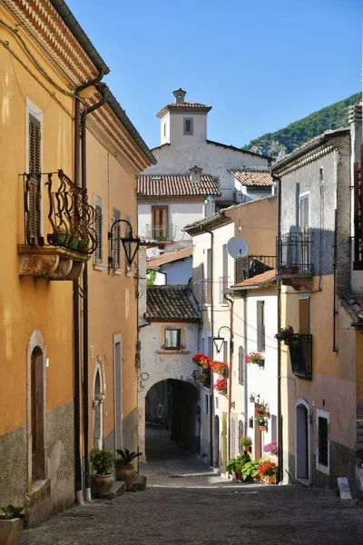Narrow Street Old Stone Houses Cansano Medieval Village Abruzzo Region — Fotografia de Stock