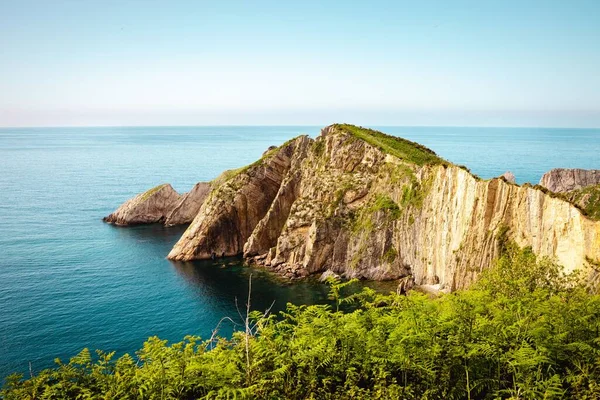 Spanya Gökyüzünün Altında Uçurumu Olan Silence Beach Güzel Bir Manzarası — Stok fotoğraf