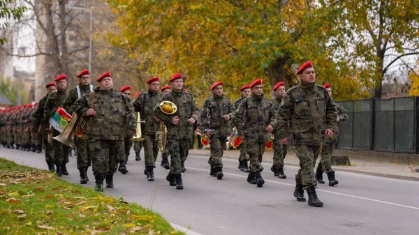 Військовий Парад Пам Ять Про Болгарських Героїв Благородному Місті — стокове фото