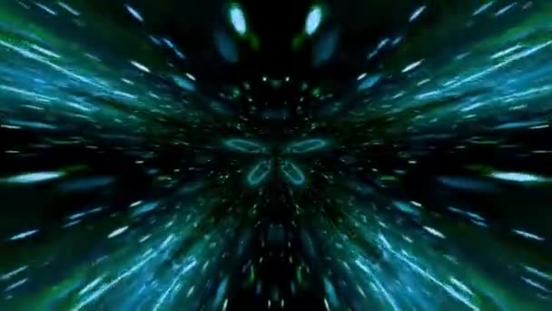 Die Animierten Aufnahmen Eines Farbenfrohen Weltraumtunnels Mit Glühenden Teilchen Die — Stockvideo